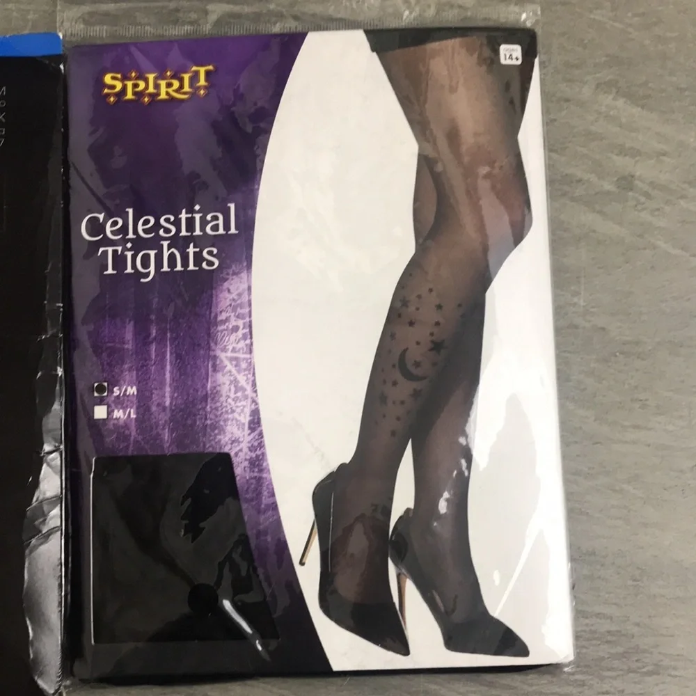 Halloween Theme Panty Hose and Regular Black Pantyhose, Small